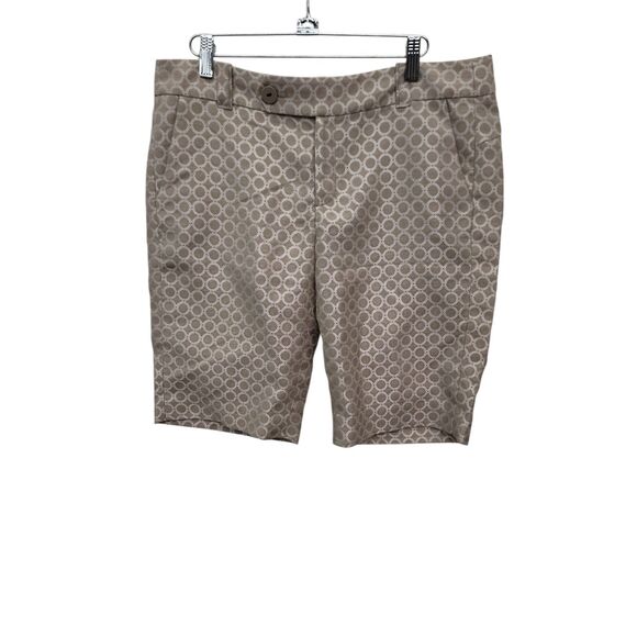 Cartonnier Anthropologie Brocade Bermuda Shorts 10 Cream-Gold Geometric Women's - Picture 1 of 11